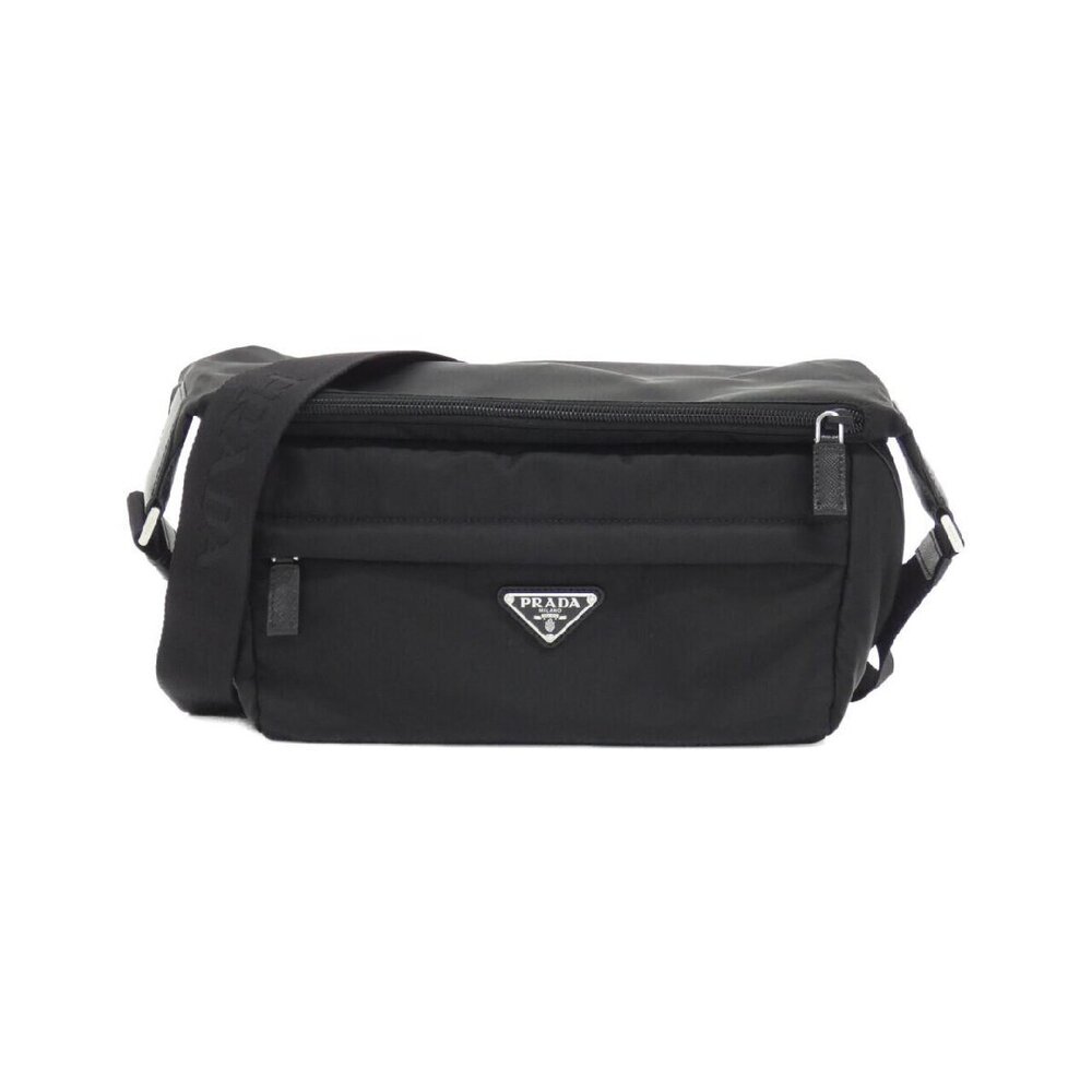 Prada Saffiano leather belt bag enameled triangle logo Black